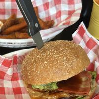 Vegan “Bacon” and “egg” roll  at Swallow Coffee Traders in Rockdale