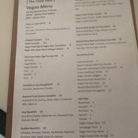 Vegan menu at The Little Poet in Hobart