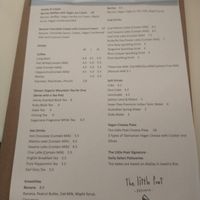 Drinks menu, kinda confusing as most drinks say contains dairy however all can be made with plant milks to be vegan. at The Little Poet in Hobart