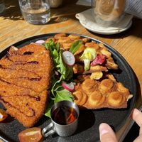 Fried chicken and waffles  at The Little Poet in Hobart