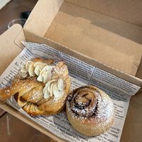 Almond Croissant & Cinnamon roll  at The Little Poet in Hobart