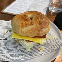 Bacon & Cheese Bagel  at The Little Poet in Hobart