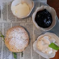 (Vegan Devonshire tea) Grey scone, Berry jam, Creem and Butta at The Little Poet in Hobart