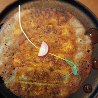 The pan fried dumplings turned out to be a pancake. Giggles. at The Little Poet in Hobart