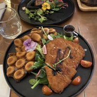 Vegan chicken and waffles  at The Little Poet in Hobart