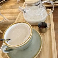 Prana chai with soy milk and maple syrup  at The Little Poet in Hobart