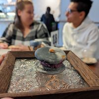 Vegan blueberry macaron at The Little Poet in Hobart
