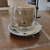 Dirty chai in a very cute glass at The Little Poet in Hobart