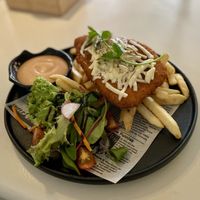 Special menu item: vegan parmi    at The Little Poet in Hobart