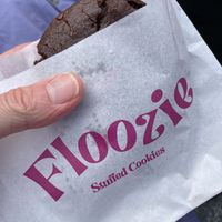 Black Forest cookie peeking out of its wrapper  at Floozie Cookies in London