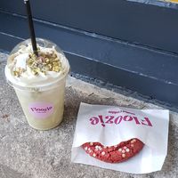 Pistachio milkshake and cookie at Floozie Cookies in London