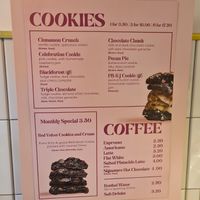 Cookies menu at Floozie Cookies in London