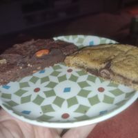 Cross section of choc chunk, and triple chocolate at Floozie Cookies in London