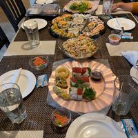 Vegan options are on the pink plate  at Trapper's Sushi in Puyallup