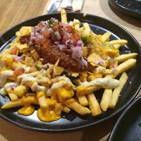 Nacho dirty fries at Om Burger in Bristol