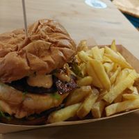 Burger and chips at Om Burger in Bristol