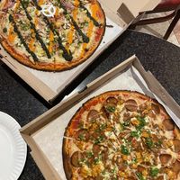 Super Vegan (GF) (left) and ‘Meat’ the Mets Vegan (GF) (right).  at Two Boots - East Village in New York City