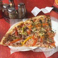 Vegan Cleo (left) and v for vegan (right)   at Two Boots - East Village in New York City