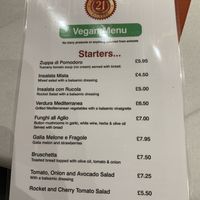 Vegan menu (December 2020) - starters at Casa Ciro in Worthing