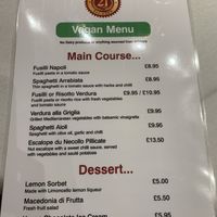 Vegan menu (December 2020) - mains and desserts at Casa Ciro in Worthing