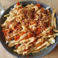 Kimchi loaded fries at The Duck in Dunedin