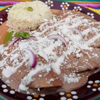 Enfrijoladas a la Ranchera con Chile poblano. at Guanajuatito Restaurante in Guanajuato
