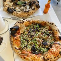 Caponata and cogumelow vegan pizza  at Tozzi Forneria Moderna in Lisbon