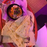 Hummus and mojo drizzle   at Cabanas 1984 in Tenerife