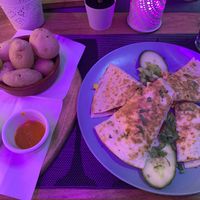 Canarian potatoes and bean quesadillas   at Cabanas 1984 in Tenerife
