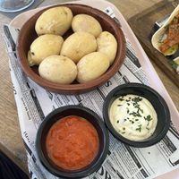 canarian potatoes (labelled vegan but mayo isn’t)    at Cabanas 1984 in Tenerife