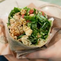 Vegan Caesar Wrap (romaine lettuce, kale, quinoa mushroom patty, chickpeas, cherry tomatoes, capsicum, croutons, vegan caesar dressing) at SaladStop in Jakarta