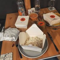 All vegan - Gobi, Aloo, Matar and Paneer Samosa. Chali Aloo Pakora. Bombay Aloo Masala. Masoor Dhal. Soft Pooriyan. Indian Rice Pudding at The Tiffin in Kirkcaldy