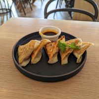 Vegan Steamies are also served next door at Sazan Ramen. at Steamies Dumplings in Austin