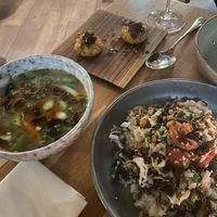 Broth and sticky rice salad were both a high point  at alter in East London