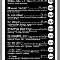 Menu at Falafel Bistro in Dresden