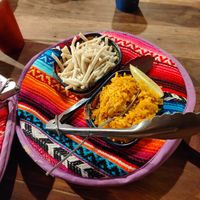 Rice and vegan cheese at El Burro Cantina in Tamborine Mountain