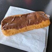 Chocolate long john at Lindsey's Bakery in Circleville