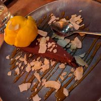 Orange and chocolate tart at Six in Cambridge