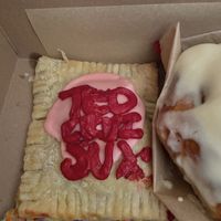 Strawberry “Ted Cruz Sux” poptart (they do a lot of topical poptart writing which is fun)  at Just What I Kneaded in Los Angeles