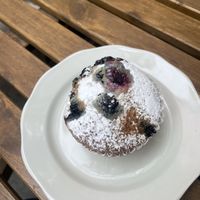 Gf blueberry muffin that was savory (yum!)  at Just What I Kneaded in Los Angeles