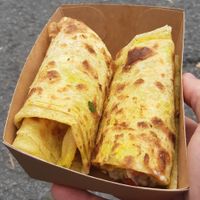 Maroccan flatbread with baba ganoush and vegetables at La Fourna in Brussels