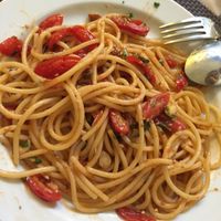pasta with tomatoes & capers--the best! at Suribachy in Catania