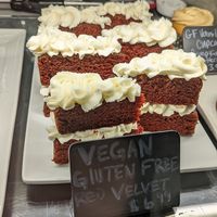 Gluten free vegan red velvet cake at Crave Coffee House & Bakery in Kingston