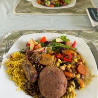 Beautiful spread of healthy, delicious food at Vegan Cottage in Bridgetown