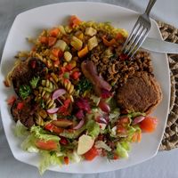 The plate! at Vegan Cottage in Bridgetown