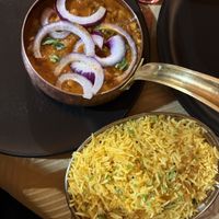 chickpea curry & lemon rice  at Rajdhani Indian in Budapest