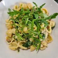 Spinach and mushroom pasta at Green Island Bistro in Rhuddlan