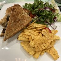 Mushroom, Cheese, and Onion Toastie  at Green Island Bistro in Rhuddlan