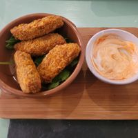 Crispy Goujons with Siracha Mayo at Green Island Bistro in Rhuddlan