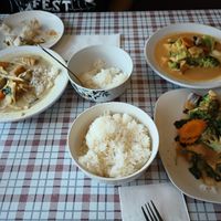 Curries, rice, peanut stir fry at Best Thai in Lincoln City